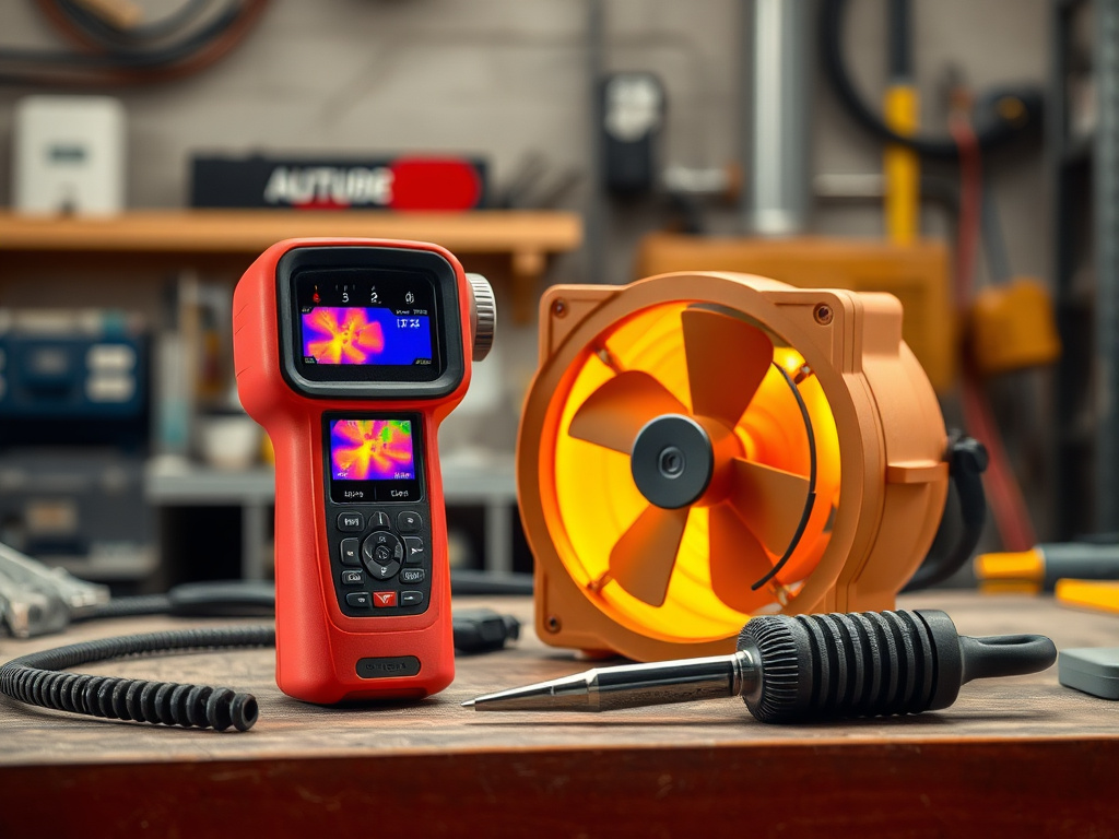 Split comparison of a thermal infrared camera scan and a blower door test rig